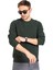 Erkek Klasik Regular Kalıp Pamuklu Selanik Yuvarlak Yaka Sweatshirt 1111-Haki Yeşili 5