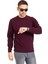 Erkek Klasik Regular Kalıp Pamuklu Selanik Yuvarlak Yaka Sweatshirt 1111-BORDO 4