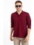 Erkek Orta Yaş ve Üzeri Polo Yaka Cepli Uzun Kollu Mevsimlik Sweatshirt 1103-Bordo 1