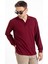Erkek Orta Yaş ve Üzeri Polo Yaka Cepli Uzun Kollu Mevsimlik Sweatshirt 1103-Bordo 3