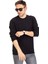Erkek Klasik Regular Kalıp Pamuklu Selanik Yuvarlak Yaka Sweatshirt 1111-SIYAH 1