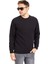Erkek Klasik Regular Kalıp Pamuklu Selanik Yuvarlak Yaka Sweatshirt 1111-SIYAH 2