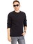 Erkek Klasik Regular Kalıp Pamuklu Selanik Yuvarlak Yaka Sweatshirt 1111-SIYAH 3