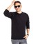 Erkek Klasik Regular Kalıp Pamuklu Selanik Yuvarlak Yaka Sweatshirt 1111-SIYAH 4