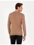 Pierre Cardin Erkek Camel Melanj Slim Fit Bisiklet Yaka Basic Triko Kazak 50296621-VR122 5