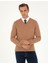 Erkek Camel Melanj Slim Fit V Yaka Basic Triko Kazak 50296622-VR122 1