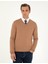 Erkek Camel Melanj Slim Fit V Yaka Basic Triko Kazak 50296622-VR122 3