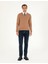Erkek Camel Melanj Slim Fit V Yaka Basic Triko Kazak 50296622-VR122 4