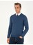 Pierre Cardin Erkek İndigo Melanj Slim Fit V Yaka Basic Triko Kazak 50296622-VR155 1