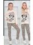 Kız Çocuk Kapüşonlu Mickey Karakter Baskılı Leopar Taytlı Sweatshirt Alt Üst Takım 2