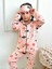 Kız Çocuk Kuzu Bulut Ay Figür Baskı Desenli Somon Düğmeli Pijama Takımı 2
