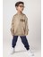Erkek Çocuk Cool Boy Çift Baskılı Cepli Kapüşonlu Bej Sweatshirt Eşofman Takım 1