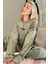 Yeşil Enjoy Desenli Exclusive Kadife Kadın Pijama Takımı 1