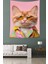 Gözlüklü Kedi Leke Tutmaz Kumaş Duvar Örtüsü Duvar Halısı Tapestry 2