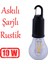 Taşınabilir Şarjlı Tasarruflu Rustik Ampul 10W LED Lamba Type-C Şarj Askılı Asma Aydınlatma 3