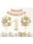 1 Yaş Retro Krem Balon Seti Krom Gold Deniz Kumu Beyaz Happy Birthday Banner 1