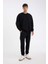 Oversize Fit Bisiklet Yaka Basic Sweatshirt Black 2