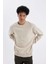 Oversize Fit Bisiklet Yaka Basic Sweatshirt Stone 3