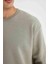 Oversize Fit Bisiklet Yaka Basic Sweatshirt Haki 5
