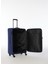 Lacivert Unisex 36X55X22 cm Büyük Boy Çekçekli Kumaş Valiz 028 Büyük 5
