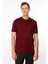 Erkek Sıfır Yaka Basic Pamuklu T-Shirt Bordo 2