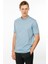 Erkek Sıfır Yaka Basic Pamuklu T-Shirt Mavi 1