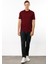 Erkek Sıfır Yaka Basic Pamuklu T-Shirt Bordo 3