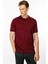 Erkek Sıfır Yaka Basic Pamuklu T-Shirt Bordo 4