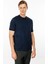Erkek Sıfır Yaka Basic Pamuklu T-Shirt Lacivert 1