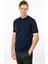 Erkek Sıfır Yaka Basic Pamuklu T-Shirt Lacivert 2