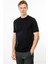 Erkek Sıfır Yaka Basic Pamuklu T-Shirt Siyah 1