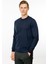 Erkek Sıfır Yaka Basic Uzun Kollu Pamuklu T-Shirt Lacivert 1