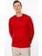 Erkek Sıfır Yaka Basic Uzun Kollu Pamuklu T-Shirt Kırmızı 1