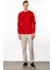 Erkek Sıfır Yaka Basic Uzun Kollu Pamuklu T-Shirt Kırmızı 2