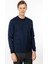 Erkek Sıfır Yaka Basic Uzun Kollu Pamuklu T-Shirt Lacivert 2