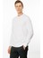 Erkek Sıfır Yaka Basic Uzun Kollu Pamuklu T-Shirt Beyaz 5