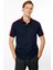 Erkek Polo Yaka Omuzu Şeritli T-Shirt Lacivert 1