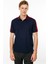 Erkek Polo Yaka Omuzu Şeritli T-Shirt Lacivert 2