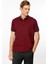 Erkek Polo Yaka Omuzu Şeritli T-Shirt Bordo 3