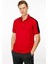 Erkek Polo Yaka Omuzu Şeritli T-Shirt Kırmızı 1