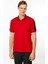 Erkek Polo Yaka Omuzu Şeritli T-Shirt Kırmızı 3