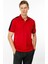 Erkek Polo Yaka Omuzu Şeritli T-Shirt Kırmızı 4