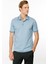 Erkek Polo Yaka Yakası Şerit Desenli T-Shirt Mavi 1