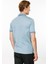 Erkek Polo Yaka Yakası Şerit Desenli T-Shirt Mavi 5