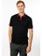 Erkek Polo Yaka Kolu ve Yakası Çizgili T-Shirt Siyah 3