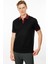Erkek Polo Yaka Kolu ve Yakası Çizgili T-Shirt Siyah 4
