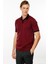 Erkek Polo Yaka Kolu ve Yakası Çizgili T-Shirt Bordo 1