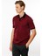 Erkek Polo Yaka Kolu ve Yakası Çizgili T-Shirt Bordo 2