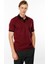 Erkek Polo Yaka Kolu ve Yakası Çizgili T-Shirt Bordo 4