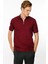 Erkek Polo Yaka Yakası Fermuarlı T-Shirt Bordo 1